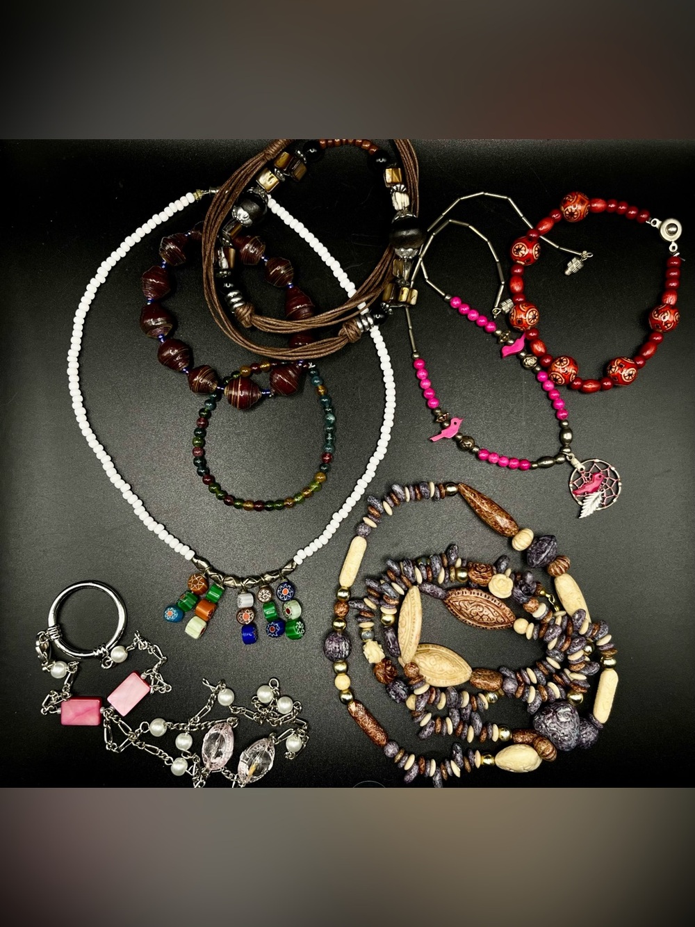 2/$40 Boho Multicolor Beaded Women’s Necklace lot - Unbranded